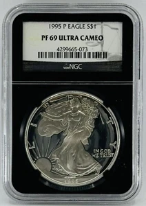 1995-P Silver Eagle $1 NGC: PF 69 Ultra Cameo #C596 - Picture 1 of 2