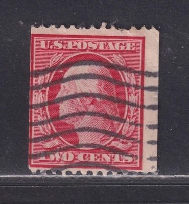 United States Scott 349 Used 1909 2¢ Washington Coil P12 Horz D/L Wmk SCV $160 - Image 1 of 2