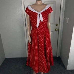 Stop Staring Women's Dress XL Polka Dot Pinup Retro 50's Stretch Tie K12 - Picture 1 of 7