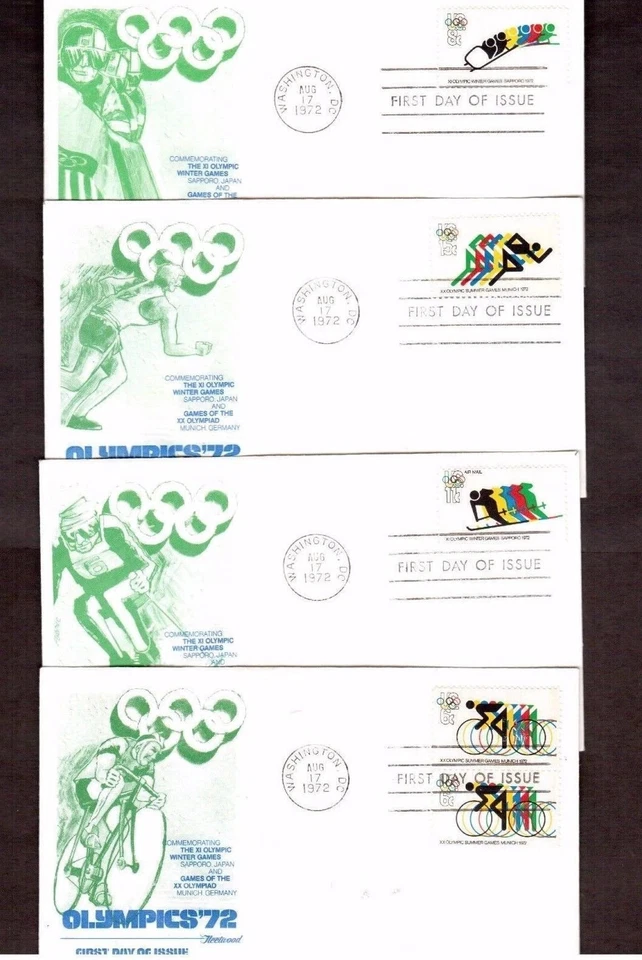 4 FDC # 1460, 1461, 1462 and C85 Olympic Games Olympics Munich Sapporo 1972 - Image 1 of 1