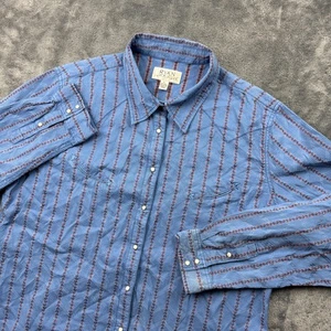 Ryan Michael Shirt Womens XL Western Embroidered Silk Cotton Pearl Snap Rodeo - Picture 1 of 12