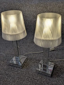 Paar 16 Zoll verspiegelte Tischlampen Kartell Stil transparente Schirme Wilkinsons - Bild 1 von 12