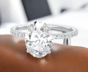 18K Weißgold Ehering IGI GIA zertifiziert im Labor gezüchteter Diamant 2,00 ct Ovalschliff - Bild 1 von 11