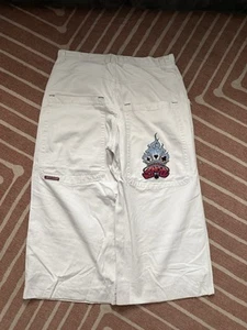 JNCO Vintage Grail Flaming Spade Jeans Grey 42x27.5 2000s - Picture 1 of 4