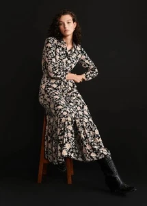 NEW MANGO VINTAGE FLORAL PRINT BUTTON FRONT MIDI SHIRT DRESS CASUAL LOOK UK 14 - Picture 1 of 6