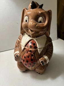 Vintage 60er Jahre Royal Sealy Japan Elefant Keksdose mit roter Krawatte - Bild 1 von 5