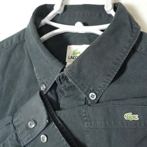 Lacoste Button Down Shirt Women's Size 38 Black Long Sleeve Green Gator Casual - Picture 1 of 9