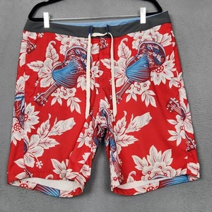 TOMMY BAHAMA Relax Board Shorts Mens 36 Red Blue Floral Swim Trunks Drawstring - Picture 1 of 10