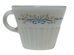 TERMOCRISA gelbe BLUMEN blaues Band Milchglas KAFFEE/TEETASSE/BECHER - 60er Jahre - Bild 1 von 7