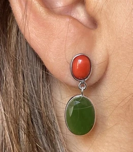 Orecchini Corallo E Giada - Foto 1 di 4