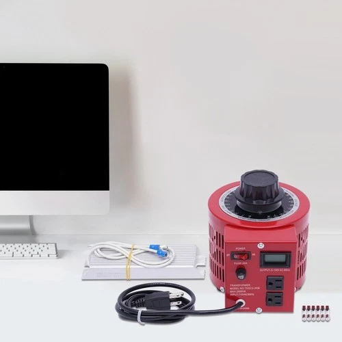 Regulador de voltaje de CA variable transformador Variac de 20 amperios medido 2000 VA rojo 0-130 V Foto 1 de 4