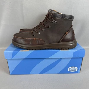 Hey Dude Bradley Boots Mens 12 Dark Brown Leather Chukka Casual Light New NIB - Picture 1 of 9