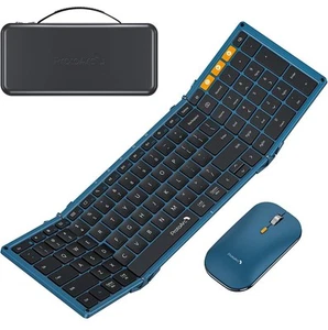 ProtoArc Foldable Keyboard and Mouse, XKM01 Folding Wireless Keyboard Mouse Comb - Afbeelding 1 van 22