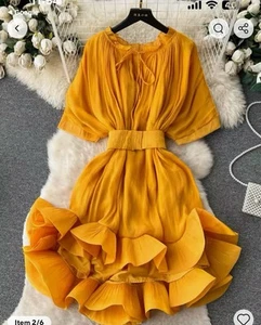 XFPV Sweet Style Women's Stand Dress 2025 Summer New Ruffles Lace- H65 - Picture 1 of 2