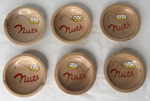 Set of 6 Vintage Wooden Nut 3.75" Bowls Nutcracking - Picture 1 of 9