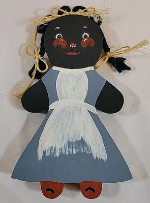 Arte popular afroamericano de madera de campo primitivo decoración de estante años 80 Foto 1 de 4