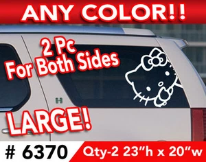 2Pc COMBO L & R HELLO KITTY PEEK-A-BOO LARGE DECAL STICKER 23"h x 20"w - Picture 1 of 2