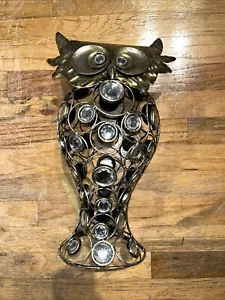 Pier One Vintage Metall Eule mit Kunstschmuck 15,5" Kunst Dekor Deko Statue - Bild 1 von 8