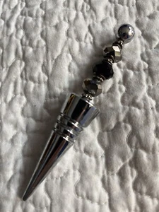 Handmade Beadwork By Julie Magenta Lampworked Glass Wine/Bottle Stopper Gift Box - Picture 1 of 6