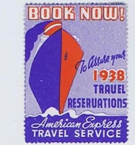 American Express Travel Service 1938 cruise ship seal sticker poster stamp 156 - Picture 1 of 1
