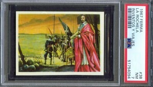 1967 Ferma Inventos Y Viajes #38 La ROCHELA Cardinal RICHELIEU Trade Card PSA 7