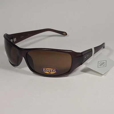 Fossil FM37 Men's Sport Wrap Sunglasses Brown Frame Solid Brown Lens - Image 1 of 4