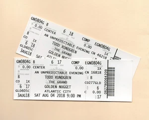 Todd Rundgren An Unpredictable Evening August 4 2018 2 Untorn Tickets - Foto 1 di 1