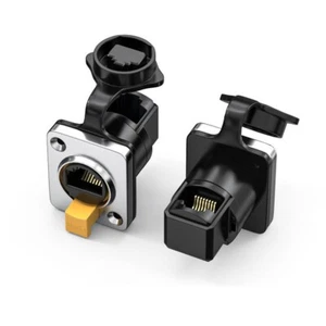 5pcs RJ45 Waterproof Sockets Straight/Angled Connector IP65 Ethernet Panel Mount - Picture 1 of 8