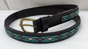 Women's Lucky Brand Beaded Leather Belt Large - Picture 1 of 2
