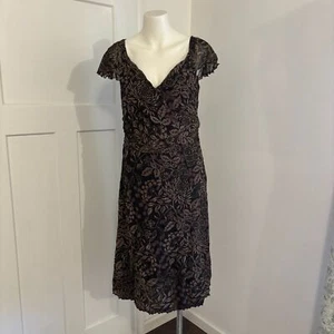 Anthropologie Isabella Bird size XL Dark Floral Fall Time Faux Wrap Midi Dress - Picture 1 of 6