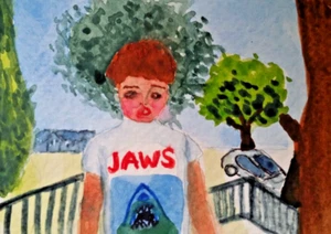 ACEO Original - A Boy Seeking a Friend - Watercolor 2.5 x 3.5 Signed - Picture 1 of 4