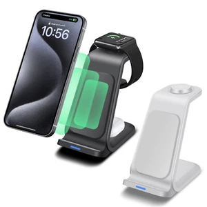 3 In1 Wireless Charger Stand Dock For Apple Watch iPhone 16 Pro 15 12 14 X 13 UK - Picture 1 of 13