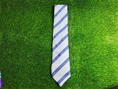 Nueva corbata para hombre David Donahue de seda/algodón hecha en EE. UU. azul a rayas diseñador Foto 1 de 3