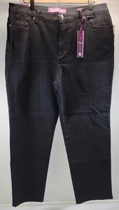 L16) Women's Gloria Vanderbilt Stretch Amanda Black Jeans Pants Size 16 Short - Picture 1 of 13