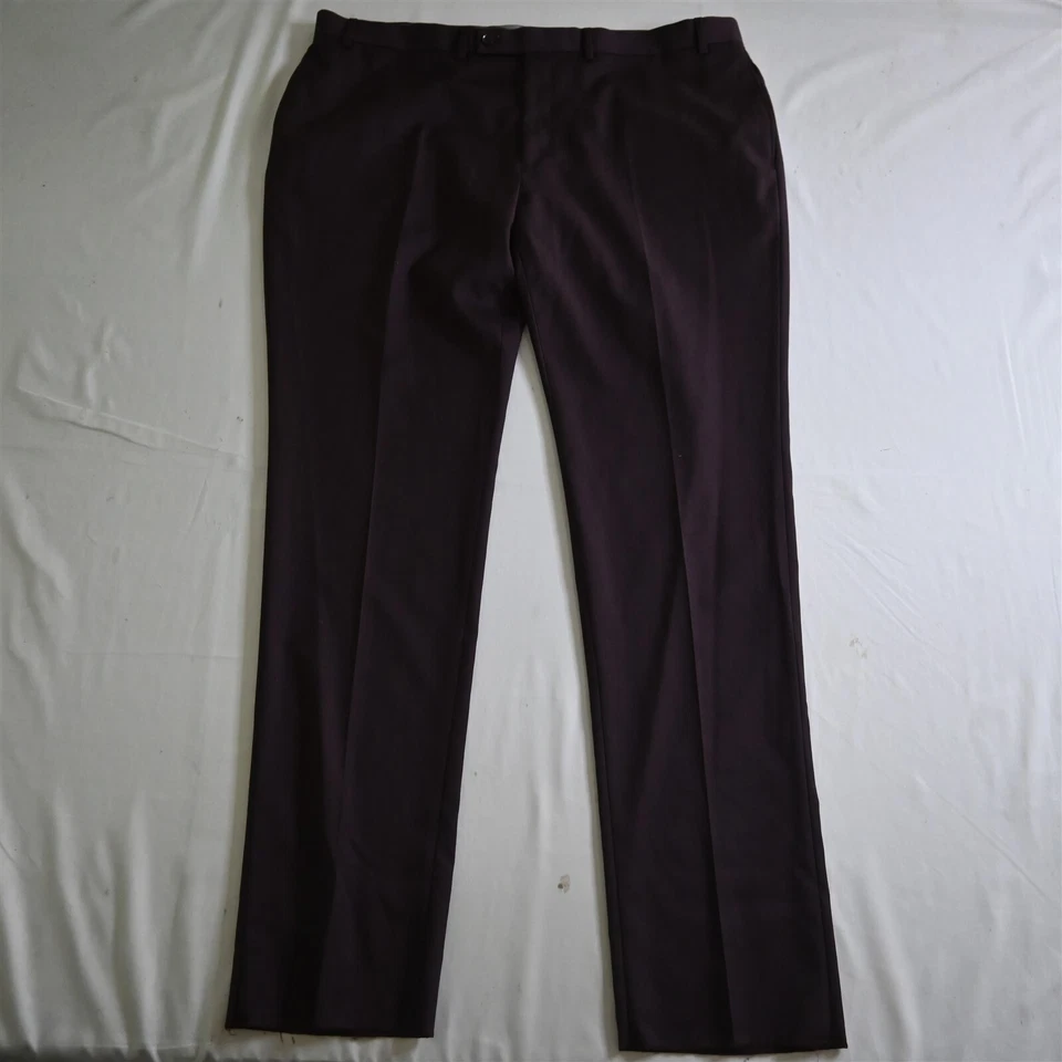 NEW Calvin Klein 44 Burgundy Dark Red Straight Suit Trouser Dress Pants - Image 1 of 4