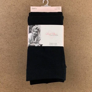 Marilyn Monroe Girls Size 12-14 Black Fleece Lined Footed Tights 2 Pairs NWT - Picture 1 of 7