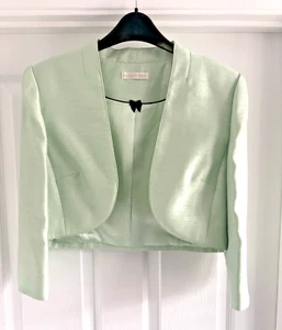 Jacques Vert Short Bolero Jacket size 10 Mint Green with 3/4 Sleeves - Picture 1 of 4