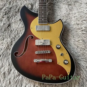 Guitarra Eléctrica 6 Cuerdas Serus J Marrón Cuerpo Semi Hueco P90 Pastilla Piezas Cromadas - Imagen 1 de 7