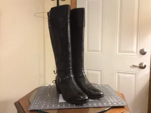 Stivali al ginocchio Born Alize donna doppia zip pelle nera taglia 11M BR0015703 - Foto 1 di 9