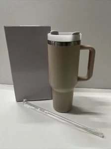 40 oz Travel Tumbler Mug w/ Lid & Straw ~ Creamy Vanilla Color (1200 ml) - Picture 1 of 6