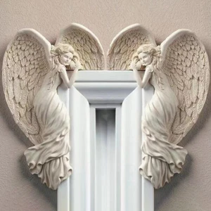 Resin Distressed Angel Sculpture for Door Frame Ornament Corner Angel Watching - Picture 1 of 9