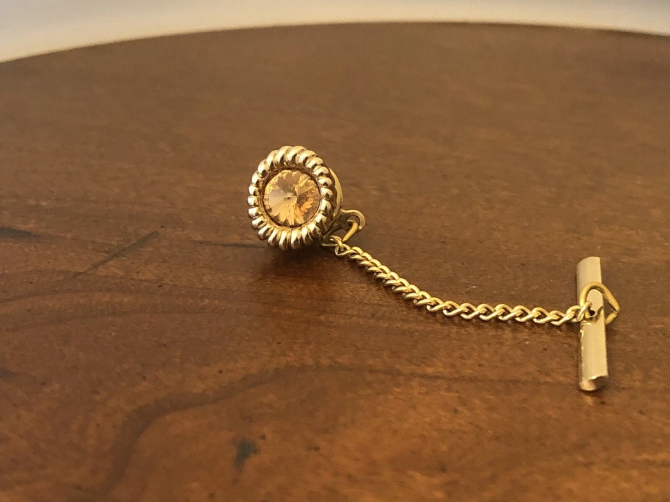 Tie Tack Volcano Orange Rivoli Glass vintage Tie Pin Men's - Image 1 of 1