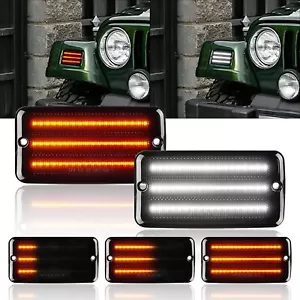 LED Front Turn Signal Light Amber Indicator Lamp For Jeep Wrangler TJ 1997-2006 - Foto 1 di 10