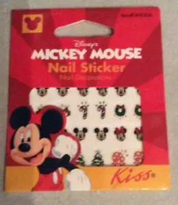 Disney Mickey Mouse Christmas Kiss Nail Sticker Pack NEW - Picture 1 of 3