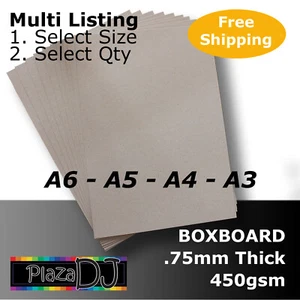 A6 A5 A4 A3 BoxBoard Backing Card ChipBoard 450gsm .75mm 100% ReCycled #B12SX - Picture 1 of 30