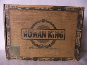 Roman King Wooden Cigar Box 5 Cents Powell & Goldstein Oneida NY RARE Tobacco - Picture 1 of 9