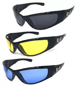 Locs Authentic Gangster Biker Motorcycle OG Style Wrap Around Sunglasses LC53 - Picture 1 of 12