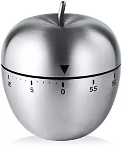Apple Kitchen Timer Cute Manual, Stainless Steel Metal Mechanical Visual Countdo - Picture 1 of 1