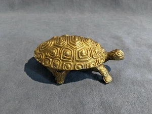 Vintage Brass Turtle Hinged Trinket Box Made in Italy (PL134) - Foto 1 di 11