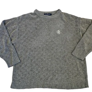 Vintage 90s Mens XL Brown Chenille Sweater Embroidered Mickey Mouse Disney - Picture 1 of 8
